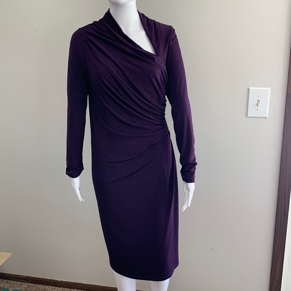 David Meister Lined Purple Midi dress size 8, very good condition designer brand